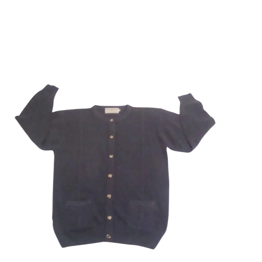 Blarney Lambswool Angora Gray Button Down Cardigan Pocket Sweater Size 2